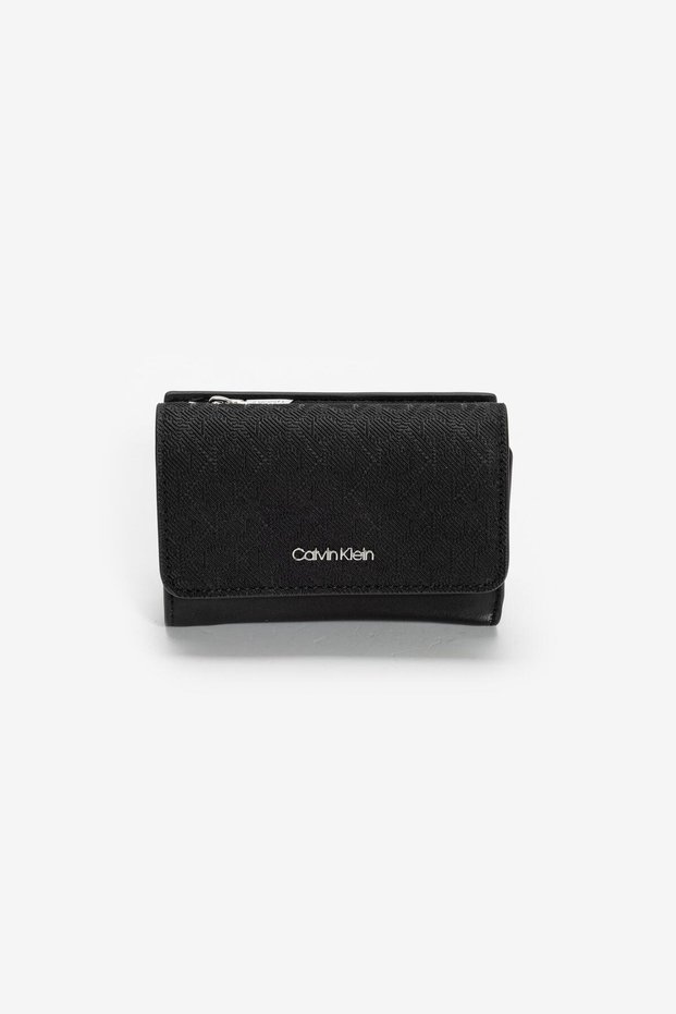 Women's Ck Monogram Logo Black Wallet with Cash Compartment K60K612829-0Gj