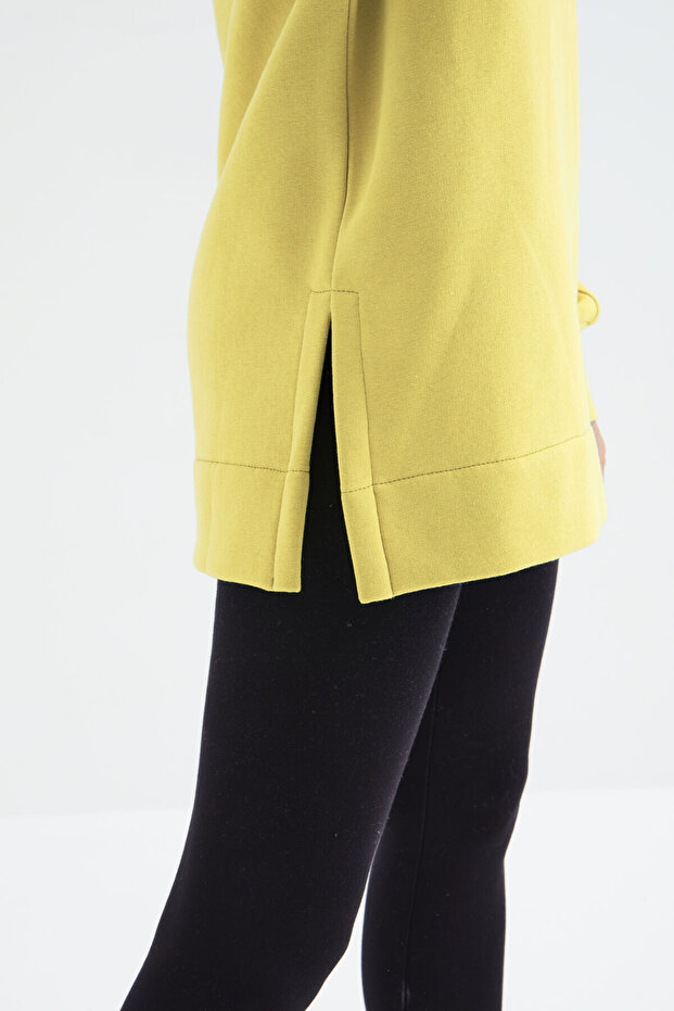 Limon Reglan Kol Basic Kapüşonlu Oversize Sweatshirt Tunik- 97242 - 6