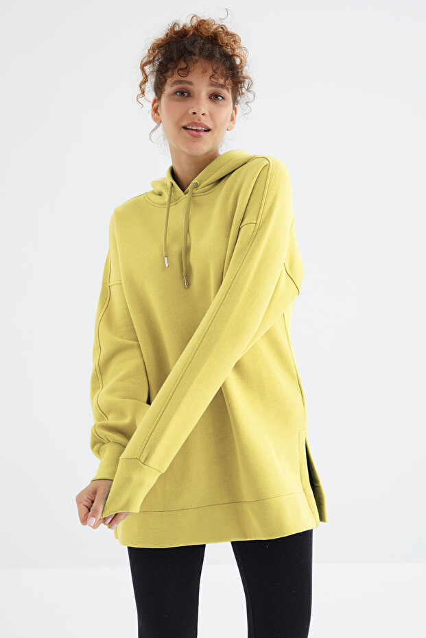 Limon Reglan Kol Basic Kapüşonlu Oversize Sweatshirt Tunik- 97242 - 8