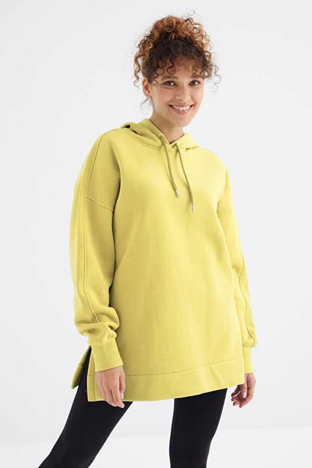 Limon Reglan Kol Basic Kapüşonlu Oversize Sweatshirt Tunik- 97242 - 5