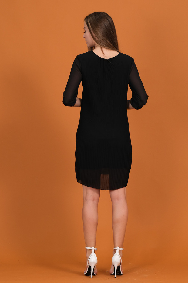 Piliseli Şifon Elbise - 4