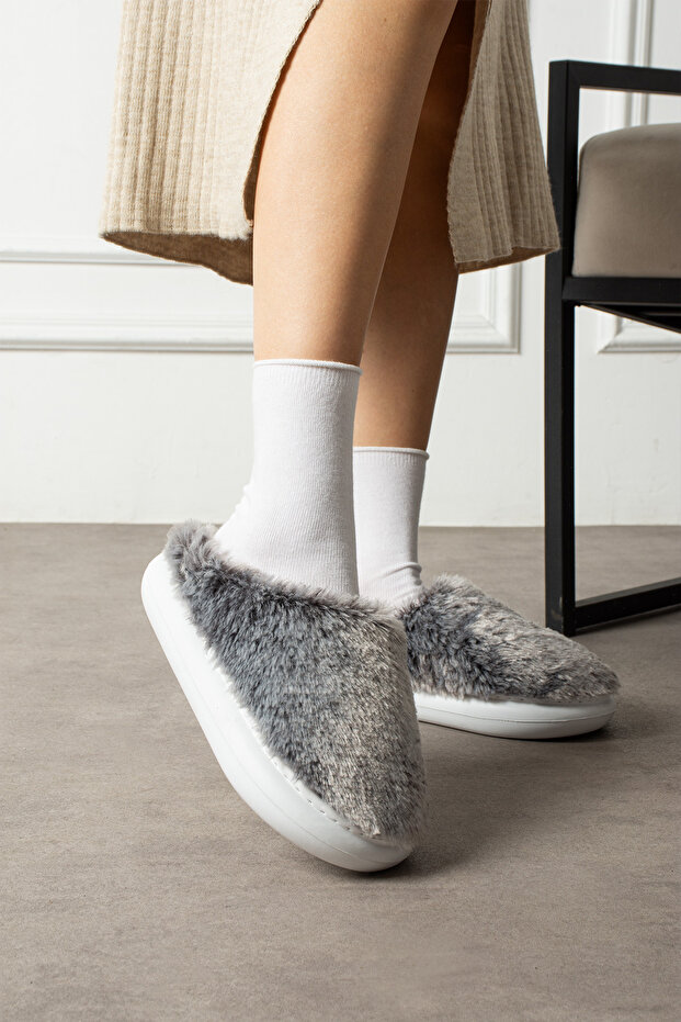 Siyah Peluş Eva Taban Terlik - 8