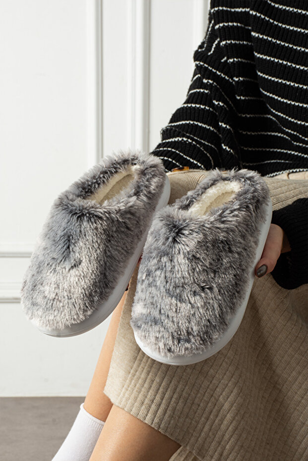 Siyah Peluş Eva Taban Terlik - 5