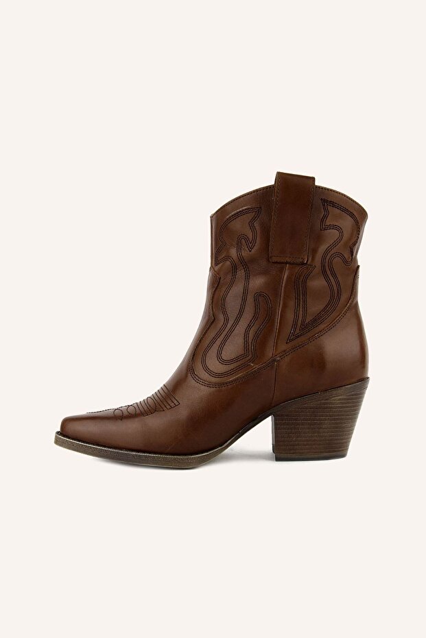 Taba Texas Topuklu Deri Bot - 3