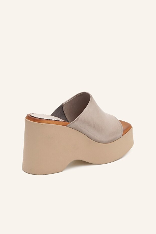 Gri Sofia Deri Terlik - 4