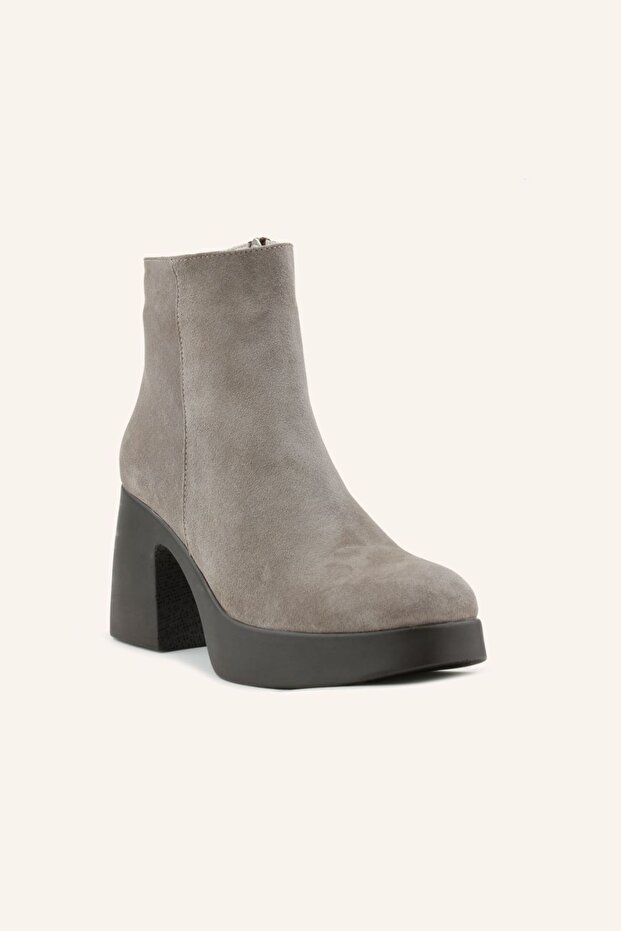 Taş Süet Loop Platform Topuklu Bot - 2