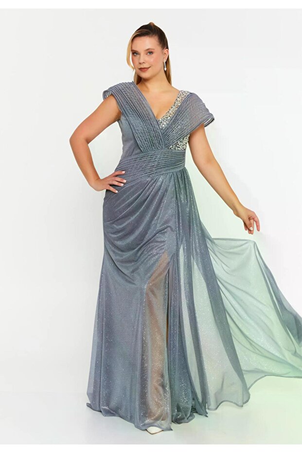 6133SIM İŞLEMELİ SİM TÜL ELBİSE - 1