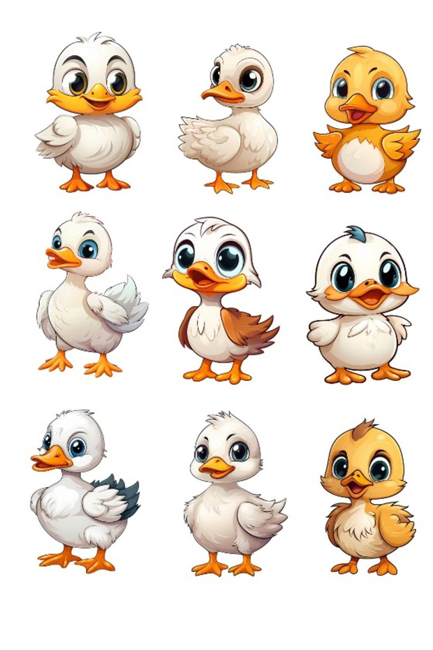 مجموعة ملصقات لطيفة على شكل بطة - 1