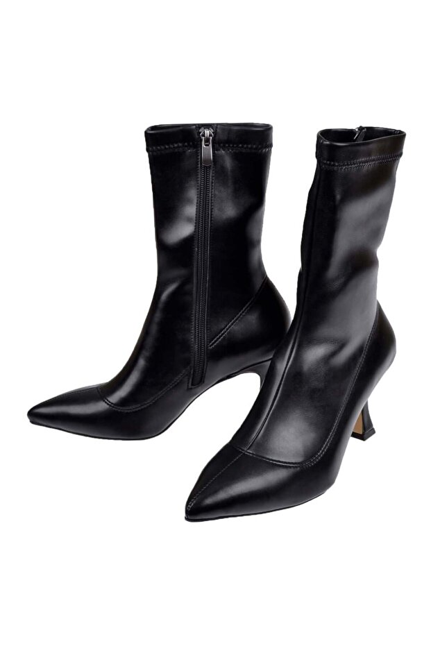 Streç İnce Topuklu Kadın Bot PL-396 SİYAH - 4