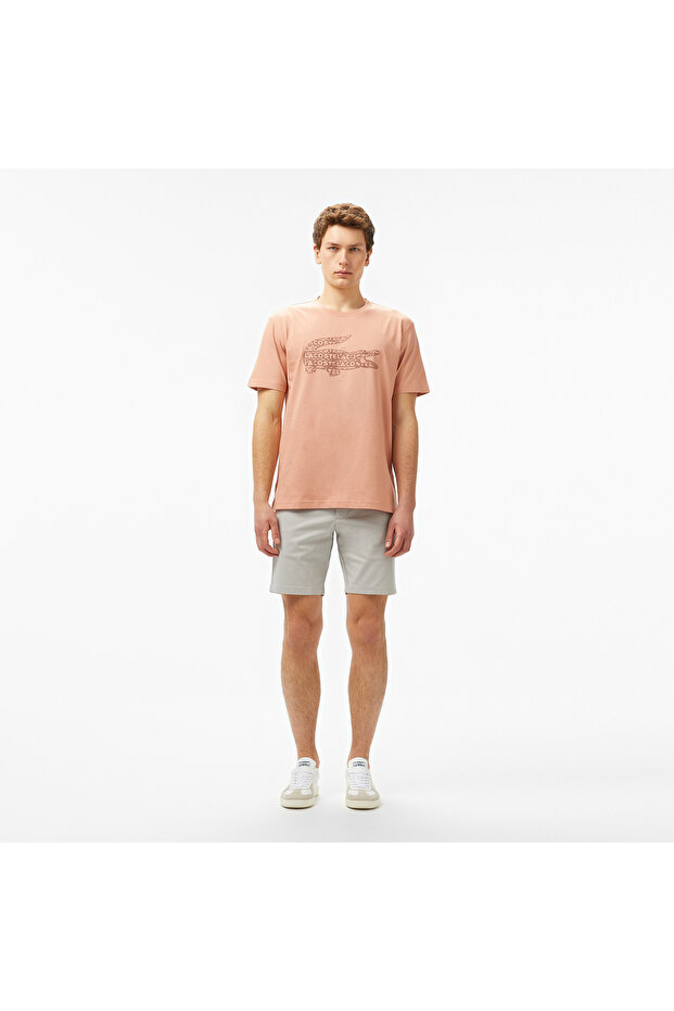 Erkek Regular Fit Bisiklet Yaka Baskılı Açık Kahverengi T-Shirt - 4