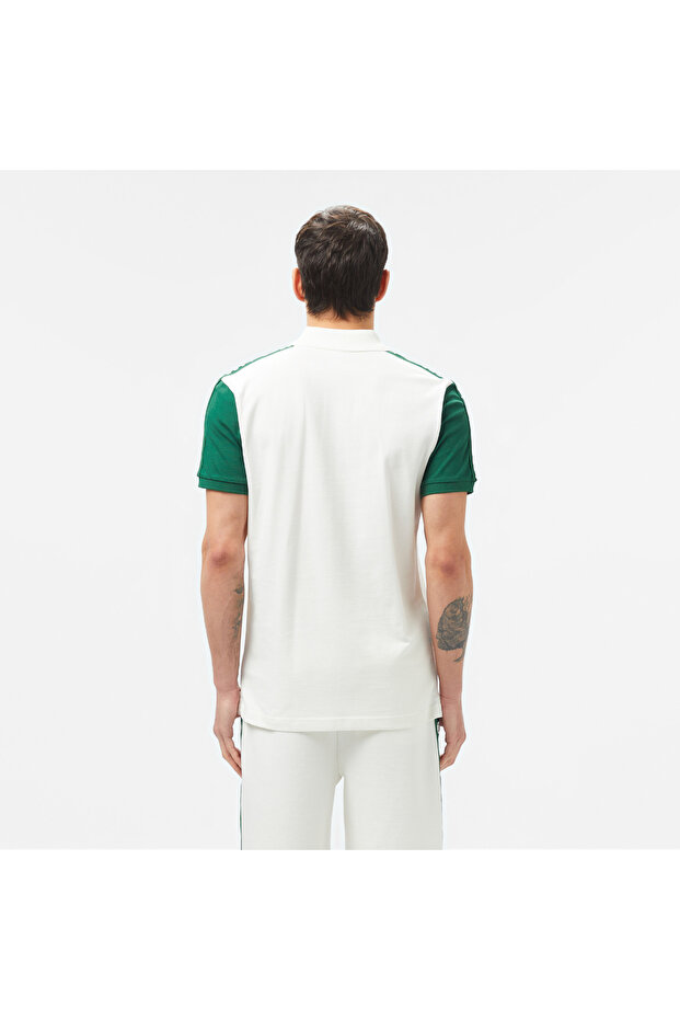 Erkek Regular Fit Renk Bloklu Beyaz Polo - 2
