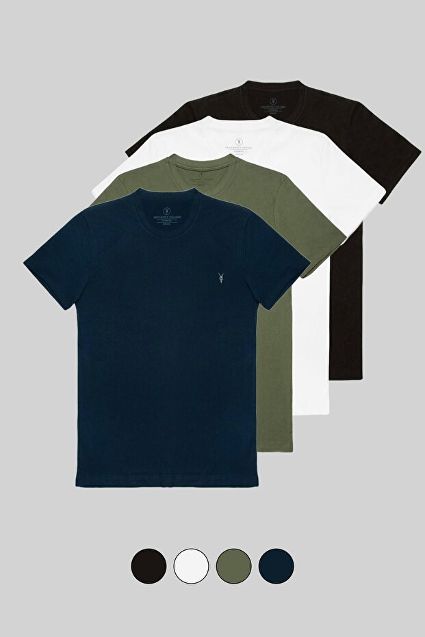 Erkek 4'Lü Basic T-shirt - 1