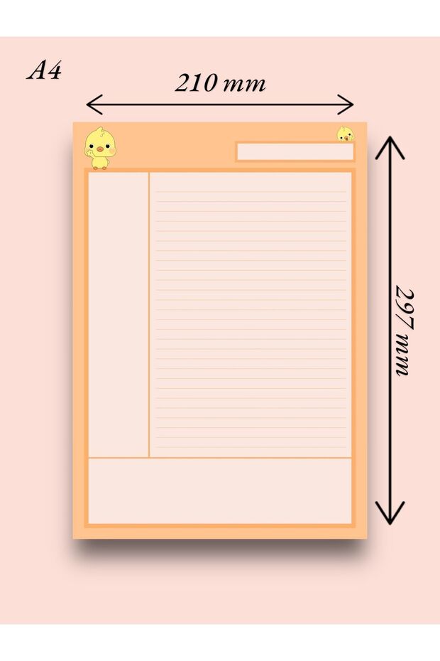 Chick Patterned A4-A5 Notepad Set - Memo Pad - 5