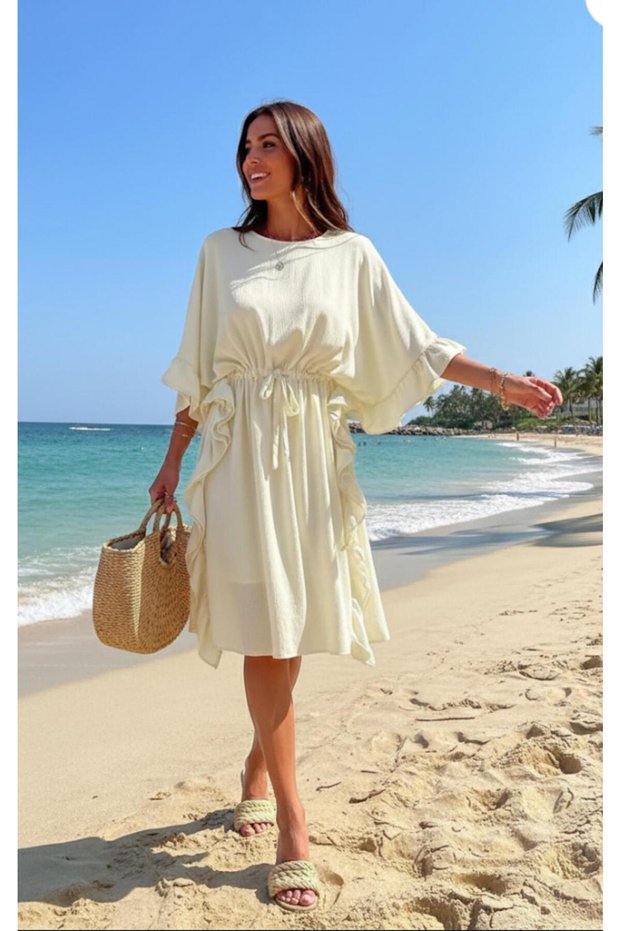 Women's Ruffle Detail Lace-Up Crinkled Shirt