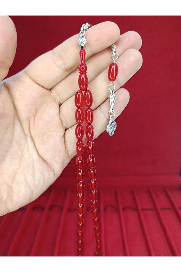 Fire Amber Rosary Red Color Beige Cut T-873