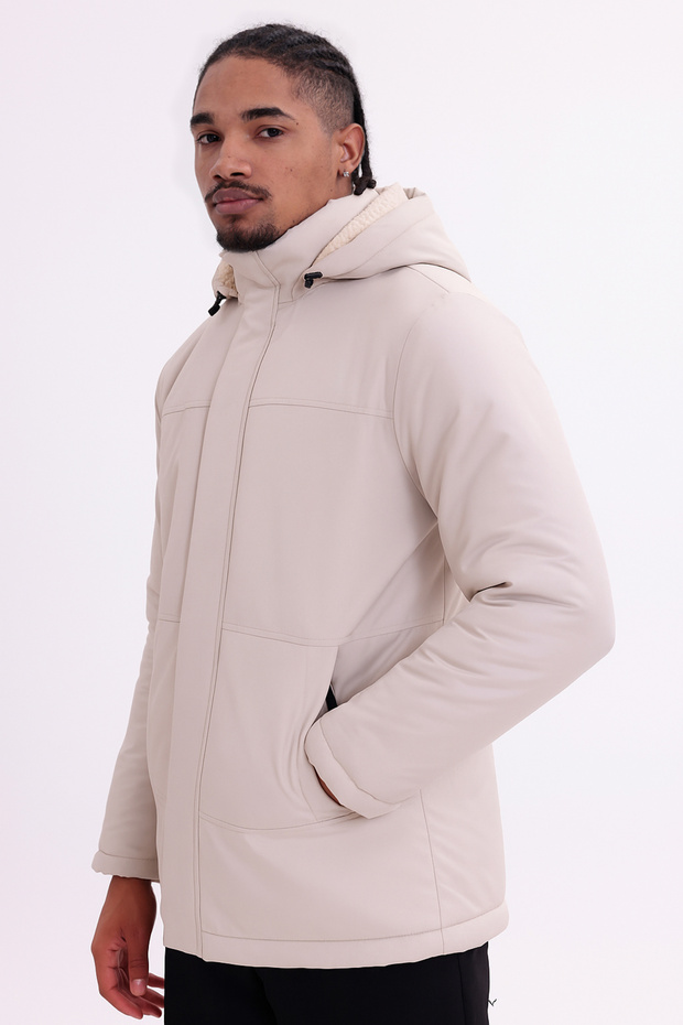 Men's Stone-lined Water and Windproof Hooded Winter Coat & Coat & Parka
