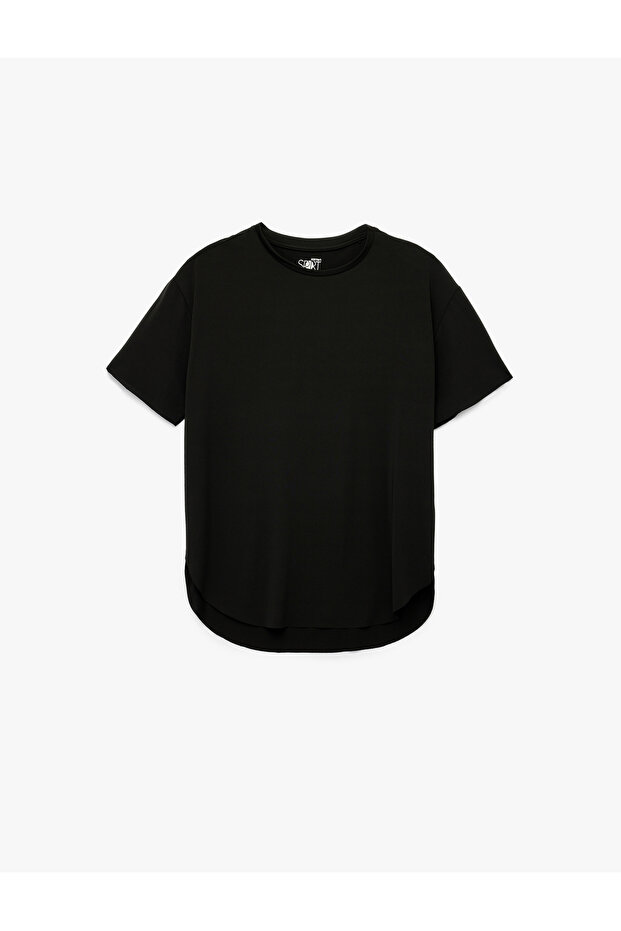 Kısa Kollu Bisiklet Yaka Basic Tişört - 3