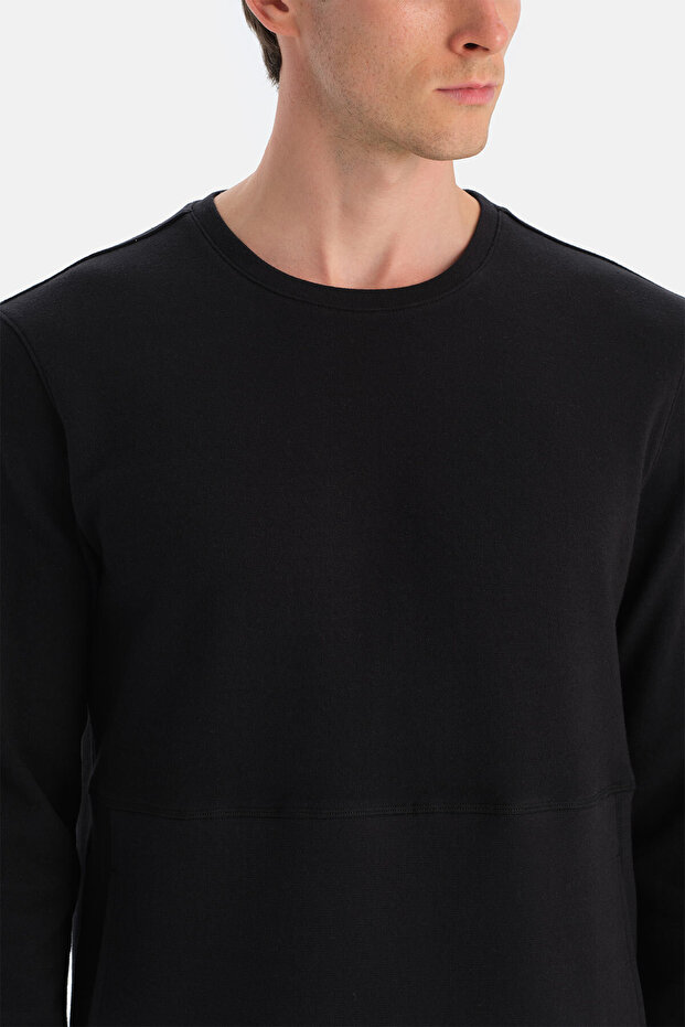 Siyah Bis Yaka Cepli Sweatshirt - 6
