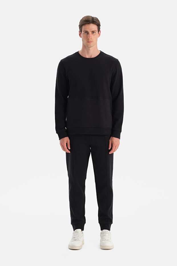 Siyah Bis Yaka Cepli Sweatshirt - 5