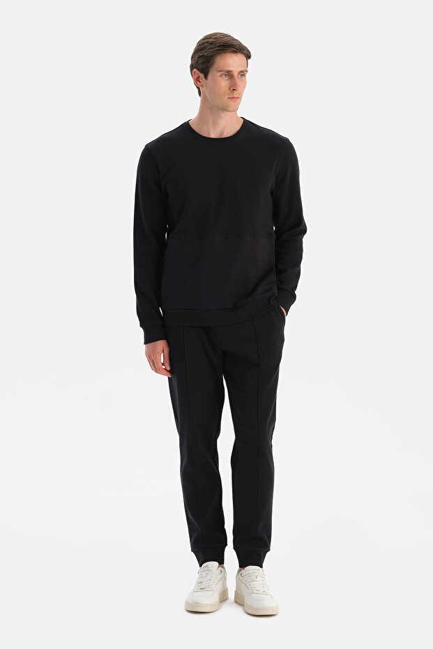 Siyah Bis Yaka Cepli Sweatshirt - 4