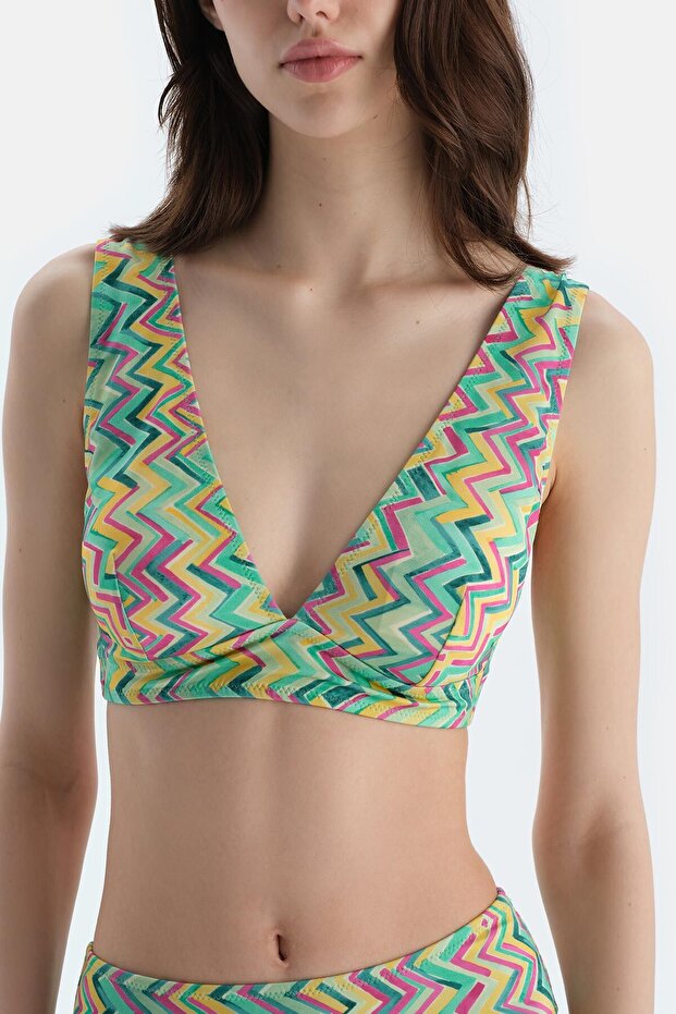 Multicolor Üçgen Geniş Bikini Üst - 5