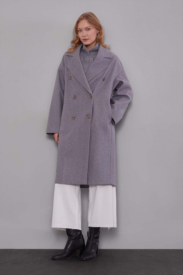 Gray Oversized Unlined Cashmere Coat