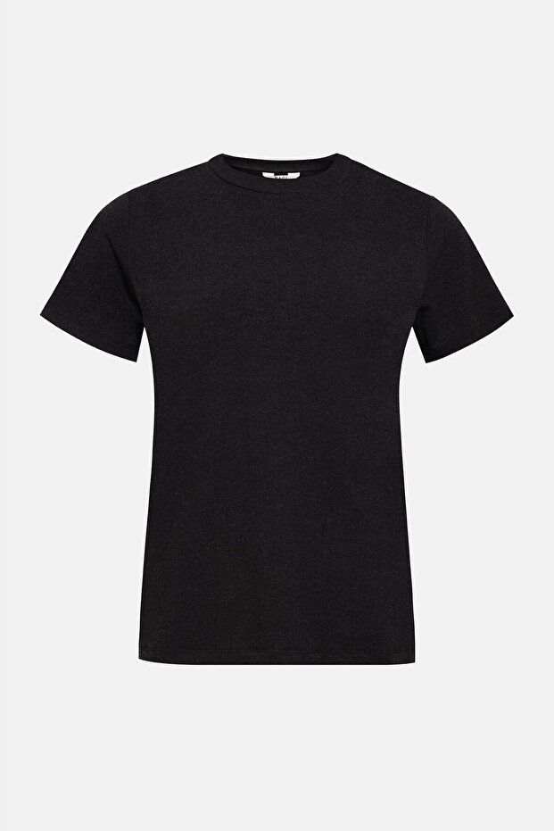 Antrasit Melanj Soft Touch Basıc Tişört - 1