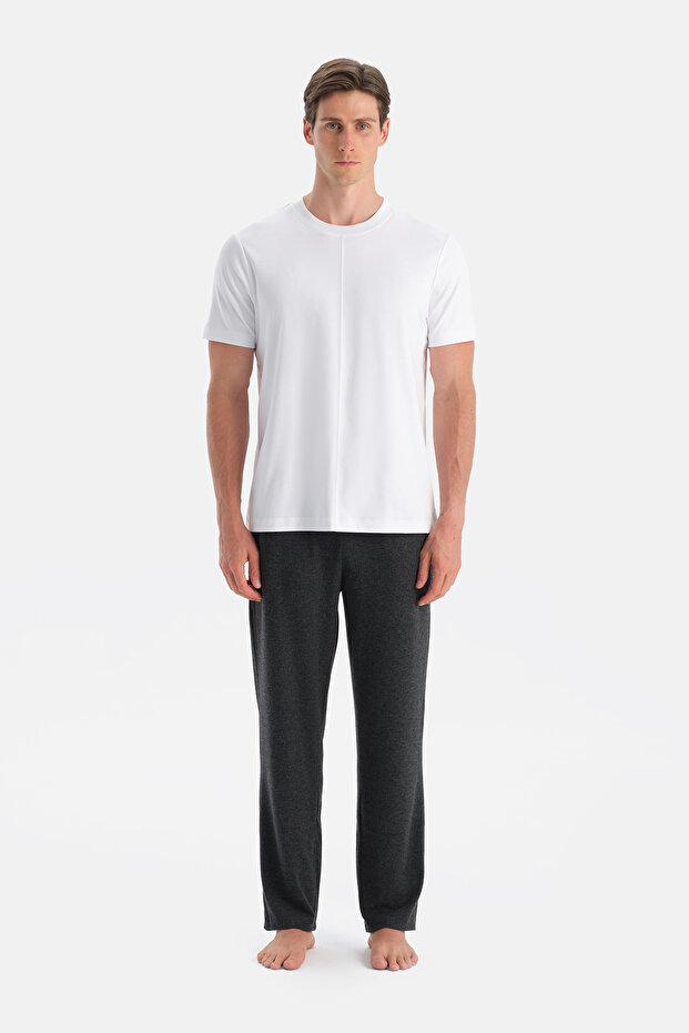 Antrasıt Boru Paça Örme Pantolon - 4