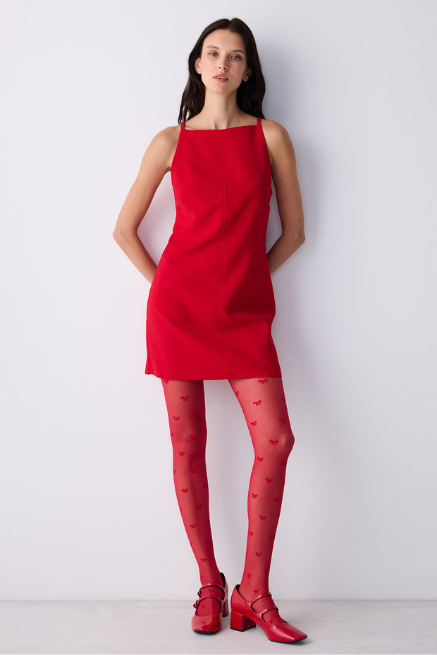 BOWTİE KIRMIZI L/XL DESENLİ KÜLOTLU ÇORAP - 1