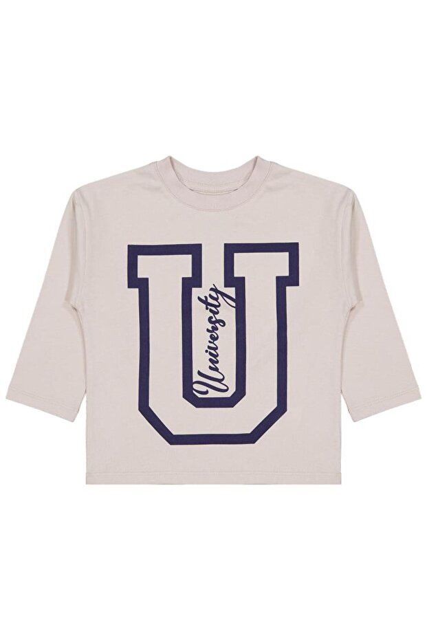 University Printed Sweatshirt for 2-5 Years Old - Beige