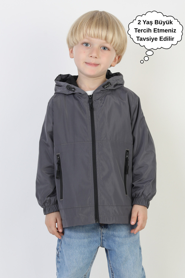 Boy's Hooded Pocket Lined Seasonal Raincoat