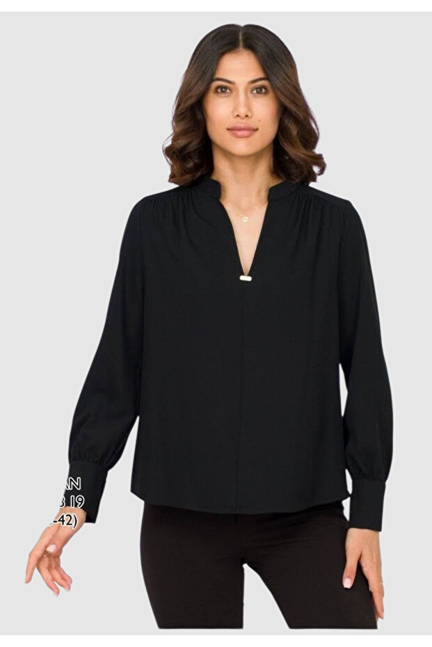 Chiffon Blouse with Stone Accessory Detail