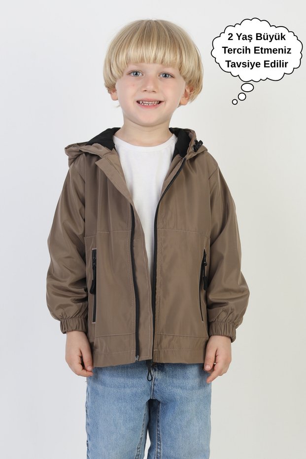 Boy's Hooded Pocket Lined Seasonal Raincoat