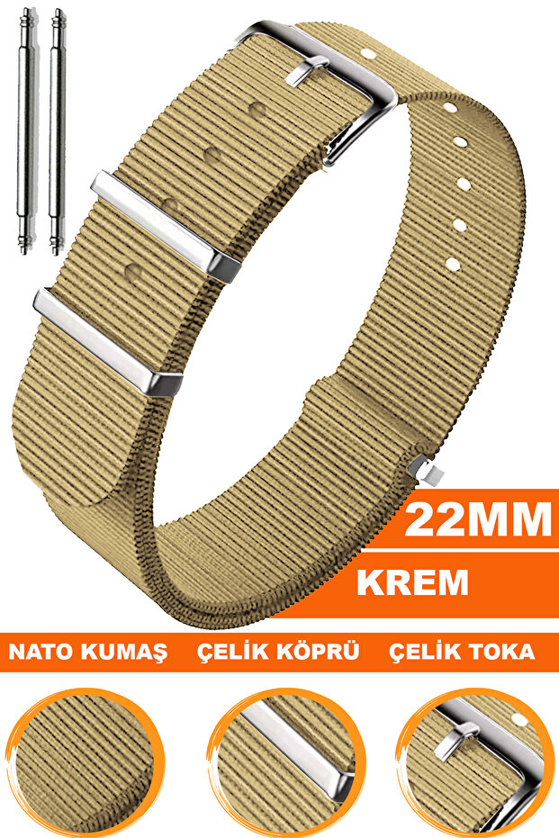 22mm Fossil-Welder-Casio-Seiko-Omega-Armani Watch Compatible Nato Textile Fabric Watch Band NTTEK22