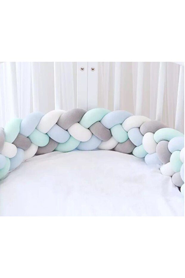 4-Piece Knitted Protection 360 Cm White-grey-water Green- Baby Blue
