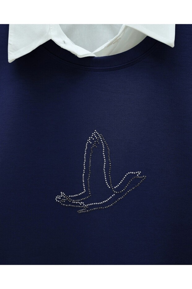 Bird Patterned Stoned Tunic -Laci - 4