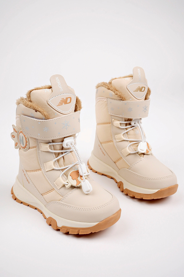 Kız Çocuk Bej Kürklü Bot - 3