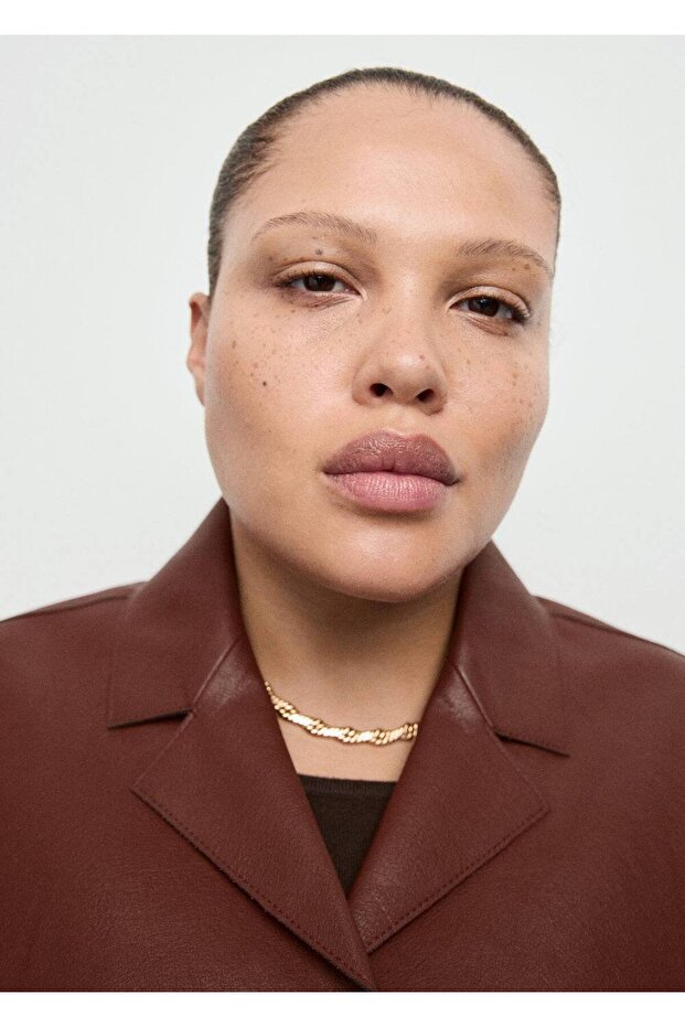 Deri görünümlü cepli ceket - 6