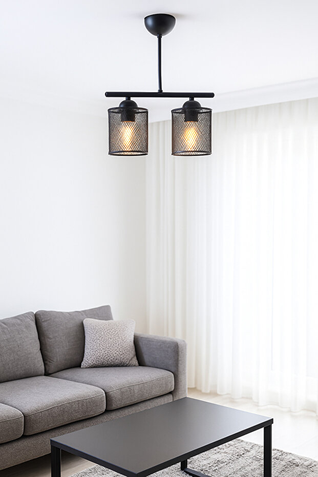 Rustik Avize Kafesli 2'li Sıralı - 1