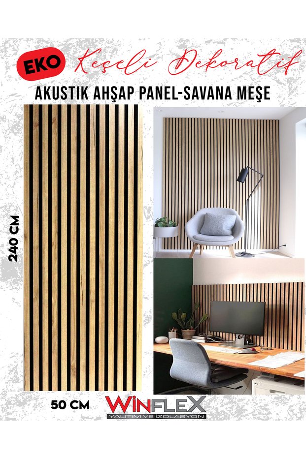EKO KEÇELİ AKUSTİK AHŞAP PANEL -(50X240CM)