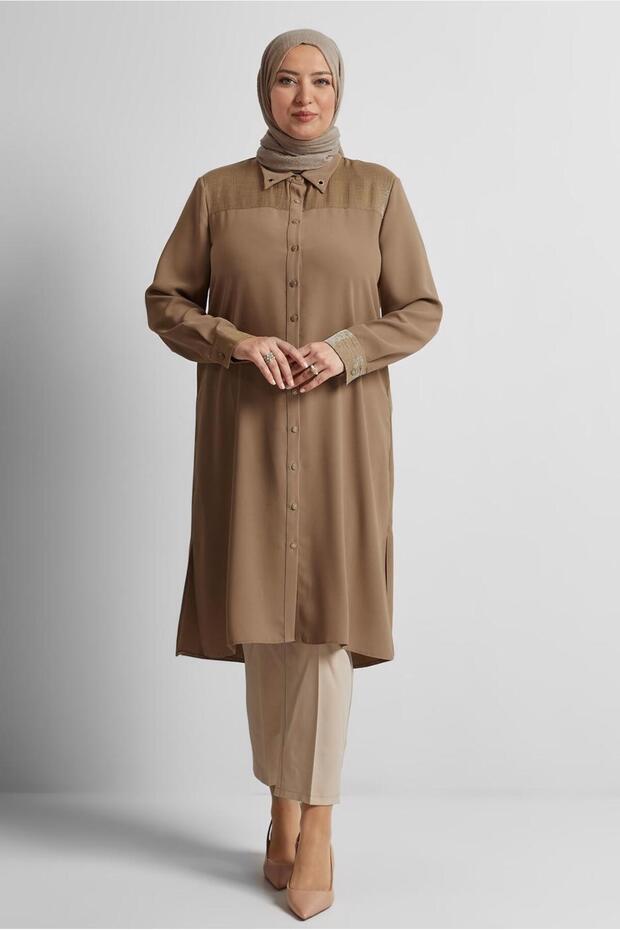 Linen Effect Large Size Tunic 20745