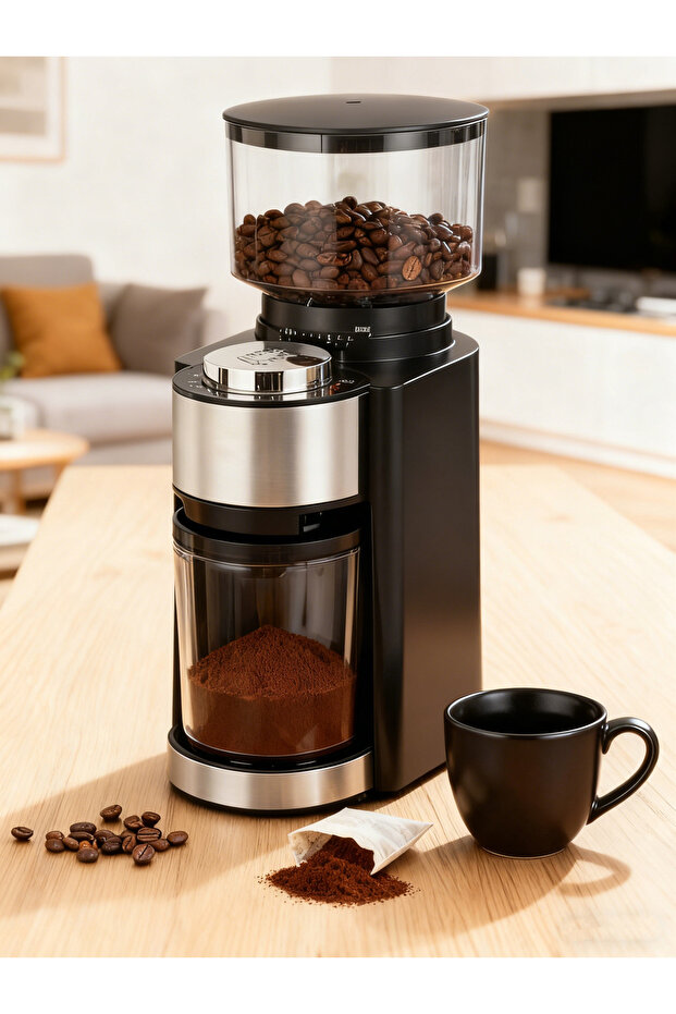 Coffee Machine Adjustable Electric Coffee Grinder,Stainless Steel Super Silent