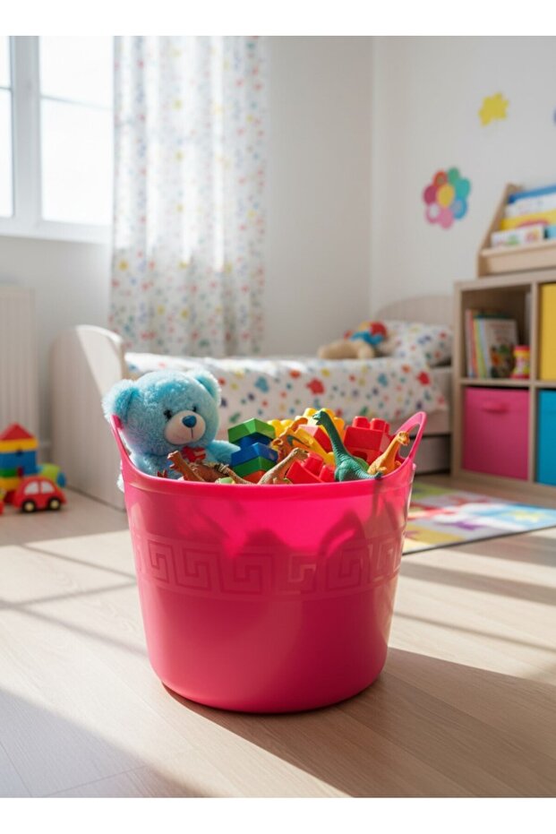 Pink Basket, Flexible Plastic Bucket – 20 Liters, Cleaning Bucket, Flexible Toy and Laundry Basket