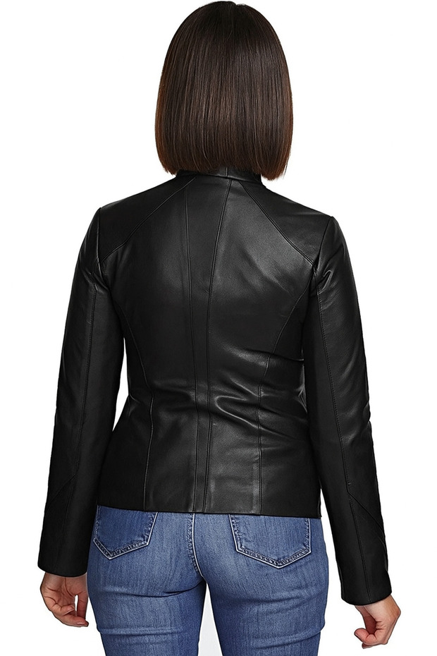 Kadın Siyah Deri Ceket 057 - 3