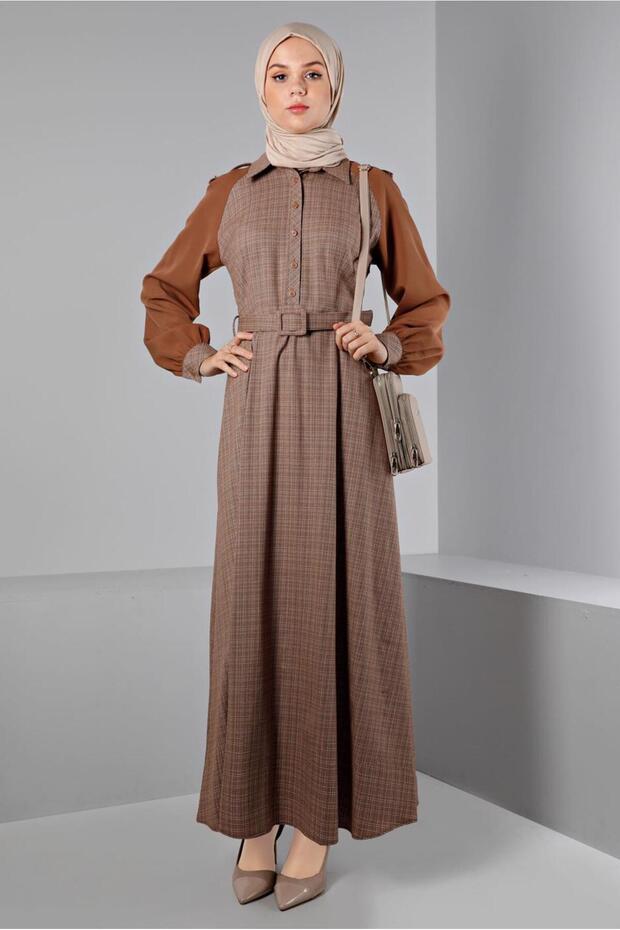 Patterned Buttoned Dress 43404 - 2