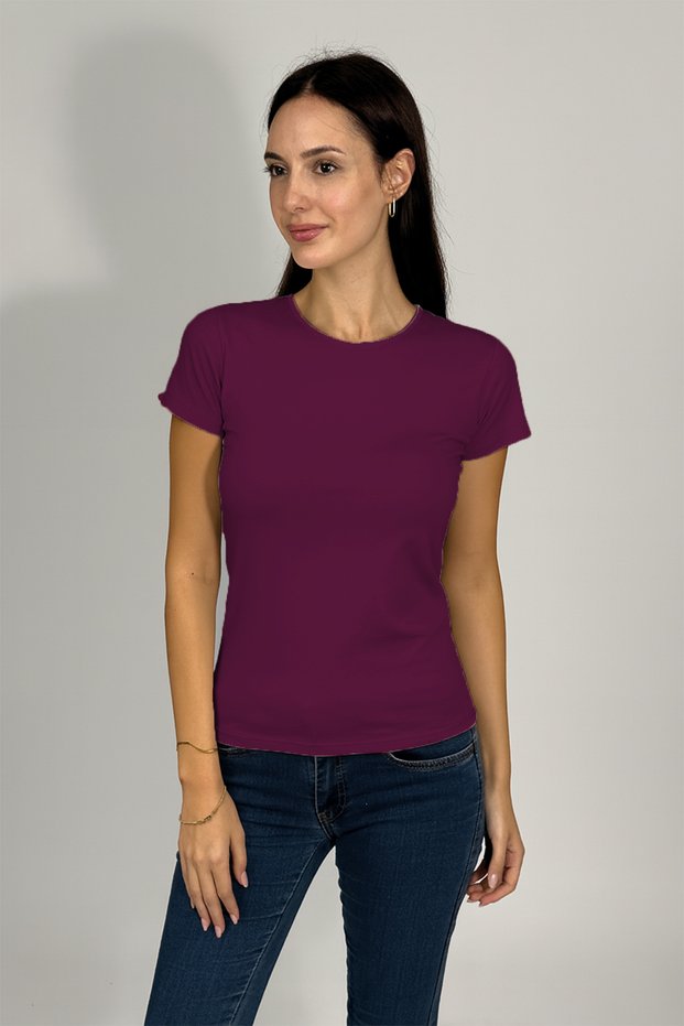 Women's Short Sleeve Crew Neck Bodysuit Plum