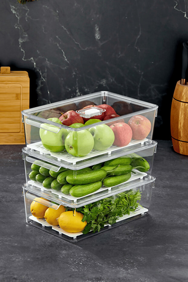 Gloss AirControl XL 3’lü Süzgeçli Havalandırmalı Kapaklı Buzdolabı & Dolap İçi Düzenleyici 4.5 Lt - 1