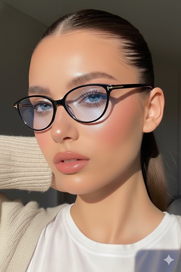 نظارات شاشة شعبية بإطار أسود على شكل عين القطة مع حماية من الضوء الأزرق