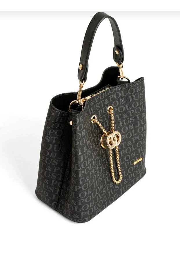 WOMEN'S BLACK 4 COMPARTMENT SHOULDER AND CROSSBODY BAG WITH 2 STRAPS
