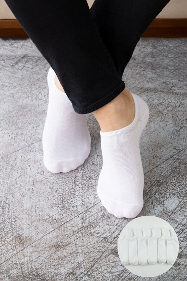 6lı Basic Beyaz Erkek Sneaker Çorap - 1